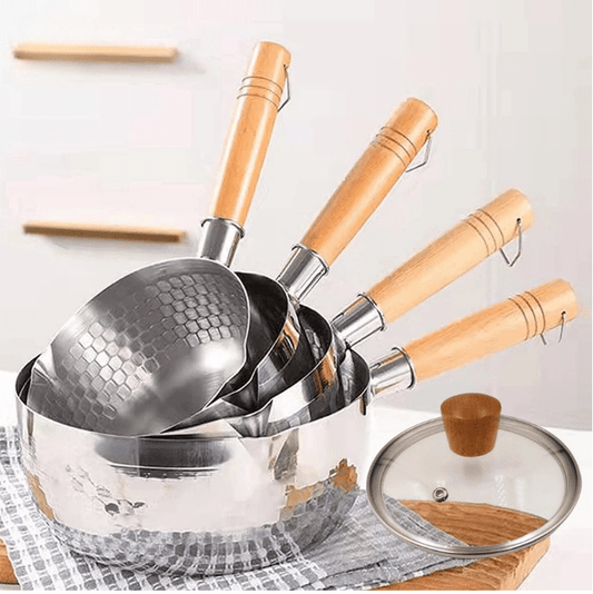 Casseroles Inoxidable et manche en  Bois