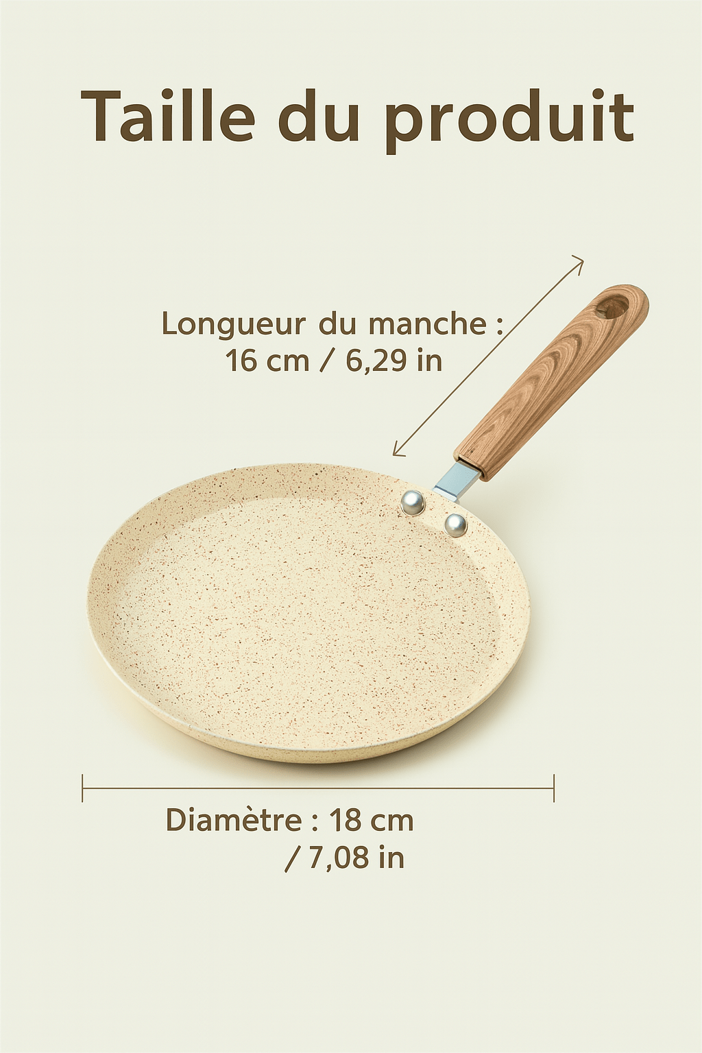 Poêle  Crêpière  Antiadhésive Pierre Naturelle