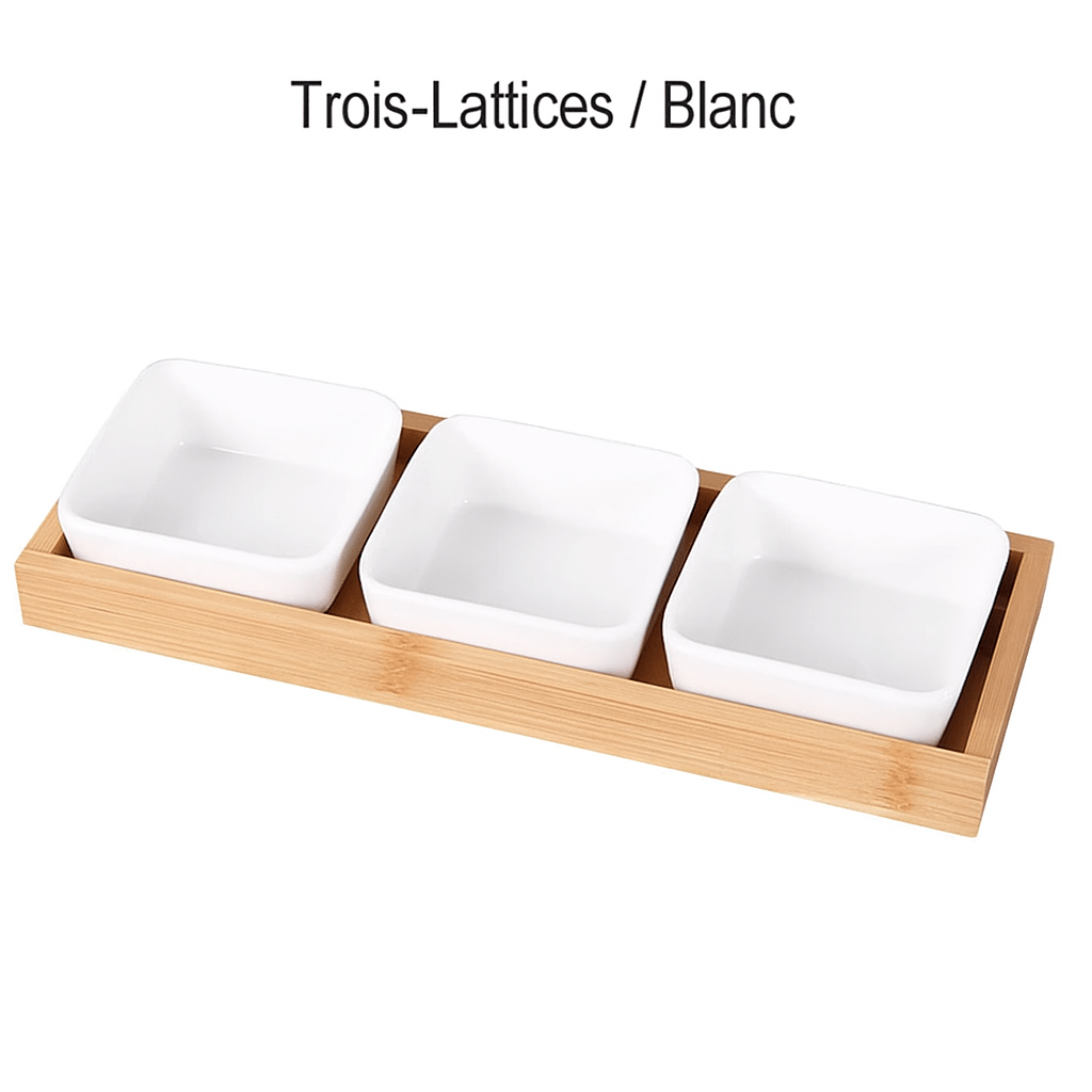 Plateau de présentation en bambou & céramique