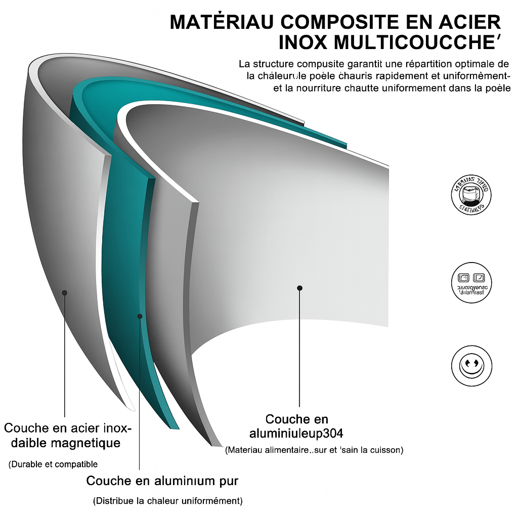 Poêle Chef Inox - Polyvalence et Élégance sur Feu et Induction