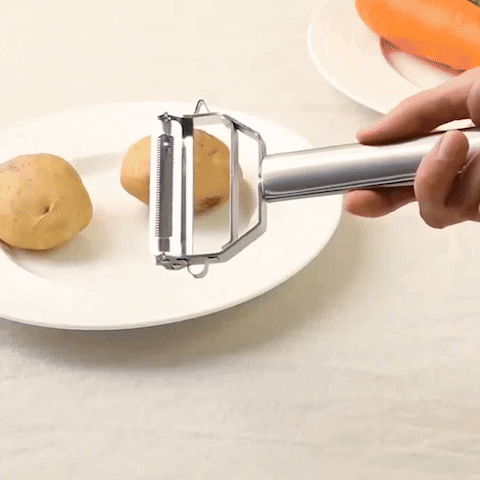Ăplucheur Inox 3-en-1 : L'outil indispensable en cuisine!