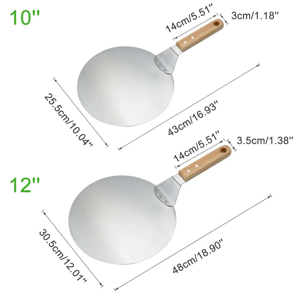 Pelle Ă  pizza inox avec manche en bois