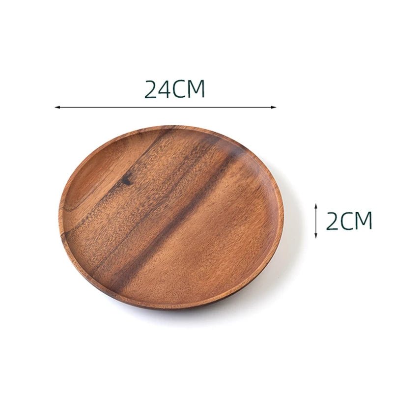 Assiette en Bois Ronde  Style Japonais