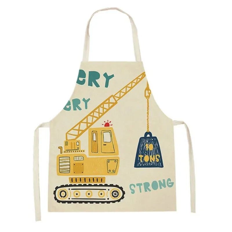 Tablier Enfant Camion et Engins – Coton Lin Coloré
