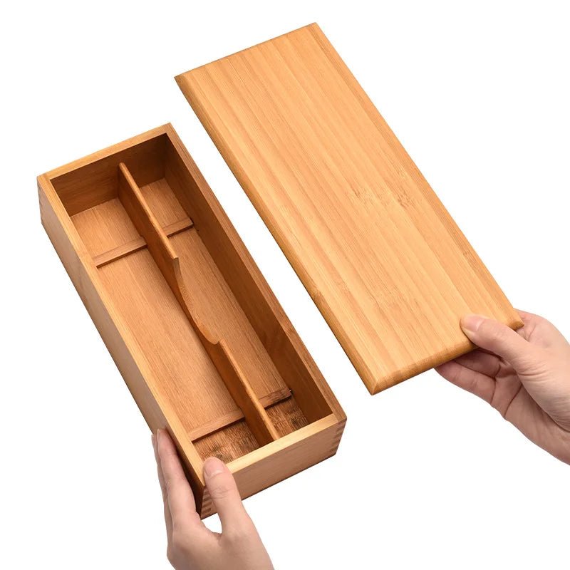 Boîte de Rangement en Bambou pour Couverts