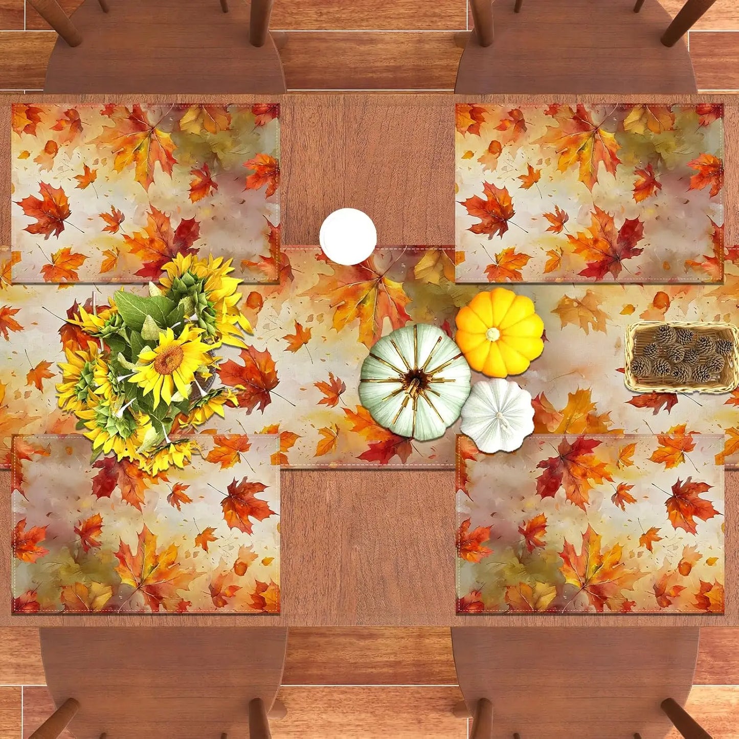 Set de 4 Sets de Table Feuilles d’Érable Automne