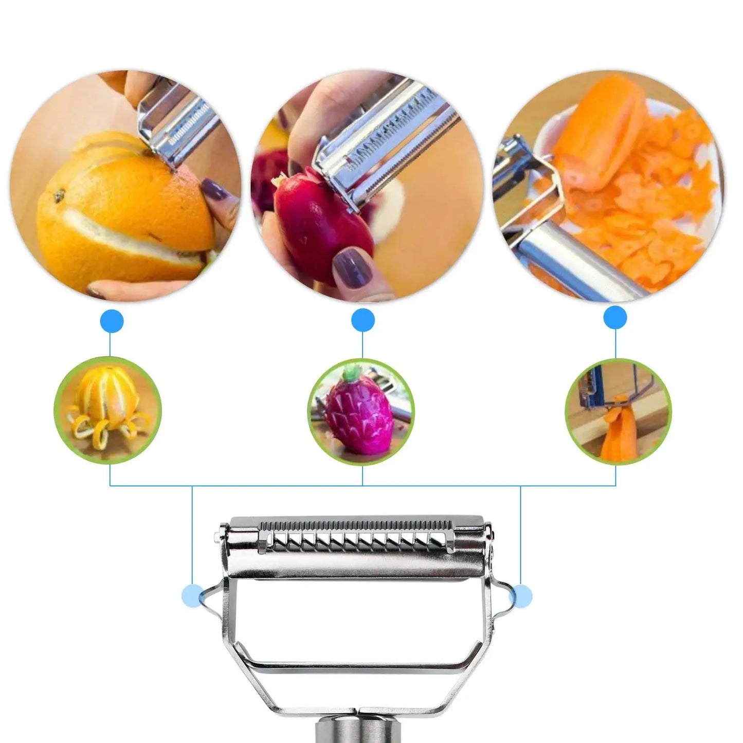 Ăplucheur Inox 3-en-1 : L'outil indispensable en cuisine!