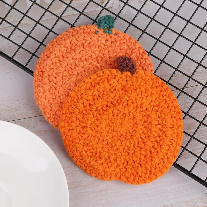 Sous-verres motifs citrouille finement crochetés