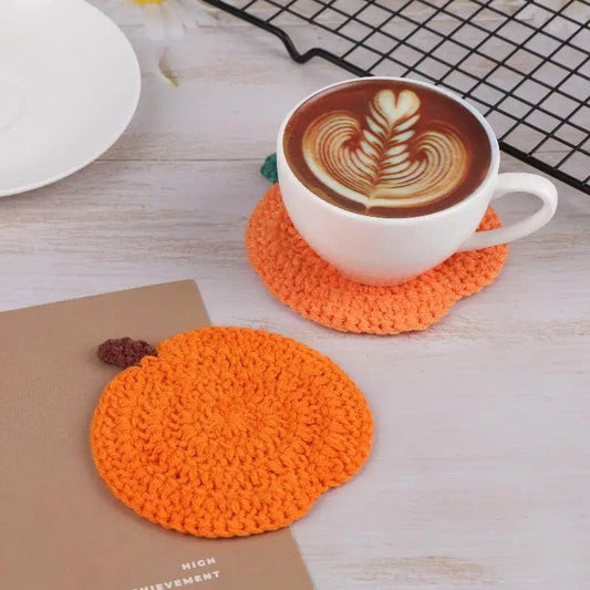 Sous-verres motifs citrouille finement crochetés