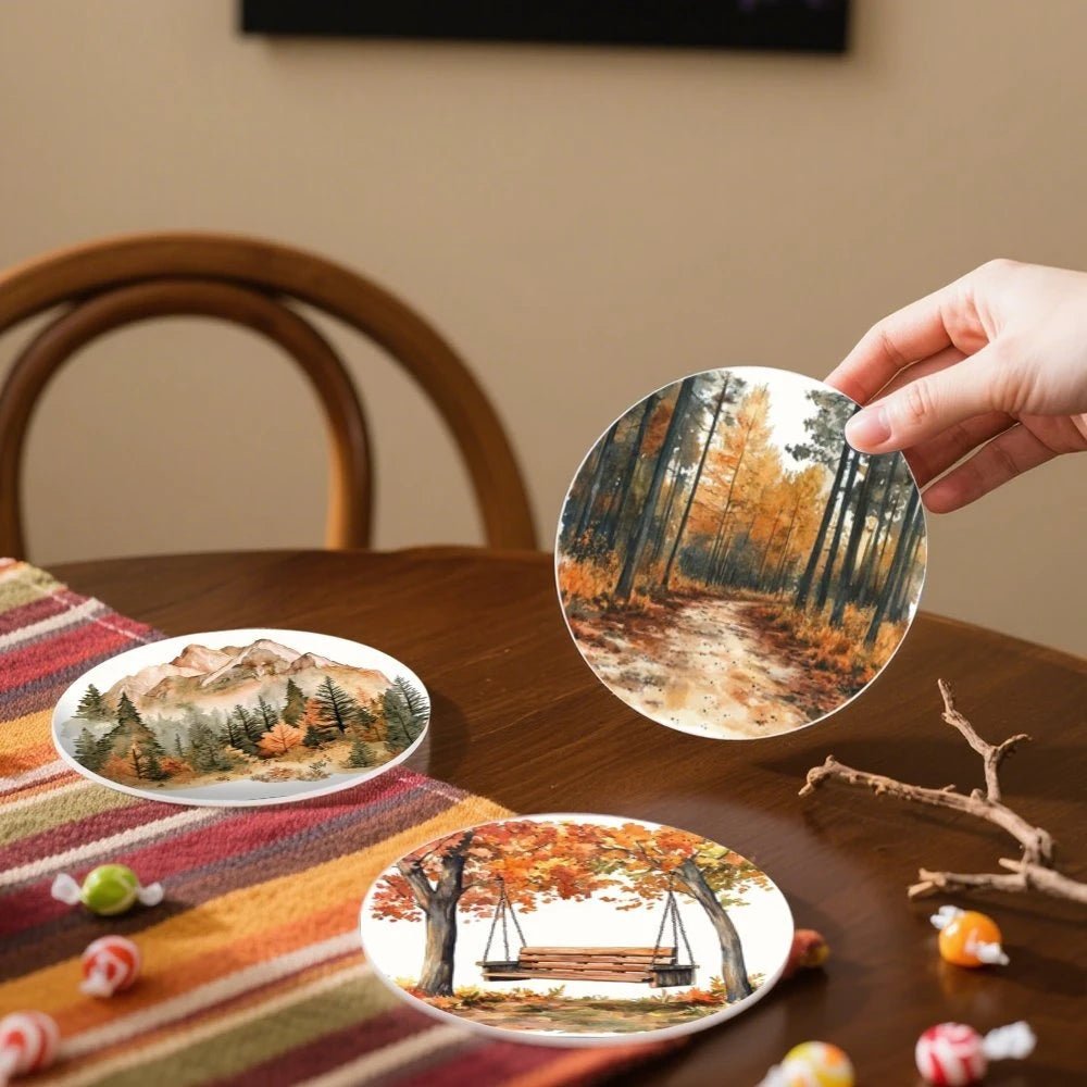Sous-verres en bois automne artistique