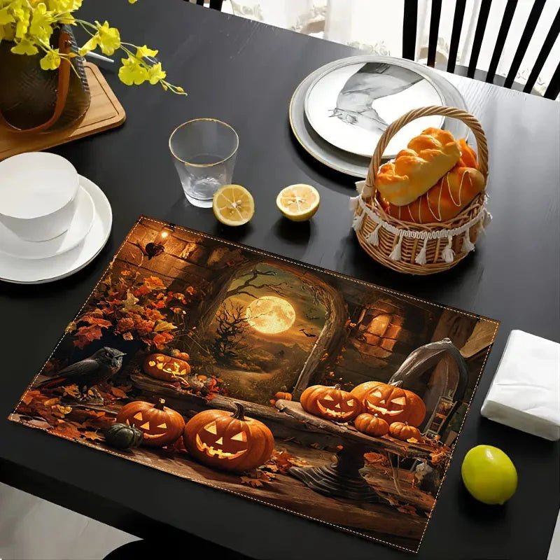 4 sets en lin de table Halloween