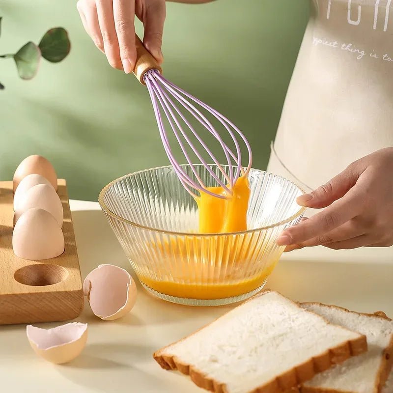 Fouet Pastel en Silicone avec Manche en Bois