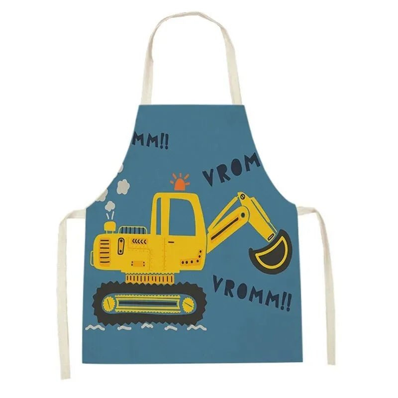Tablier Enfant Camion et Engins – Coton Lin Coloré