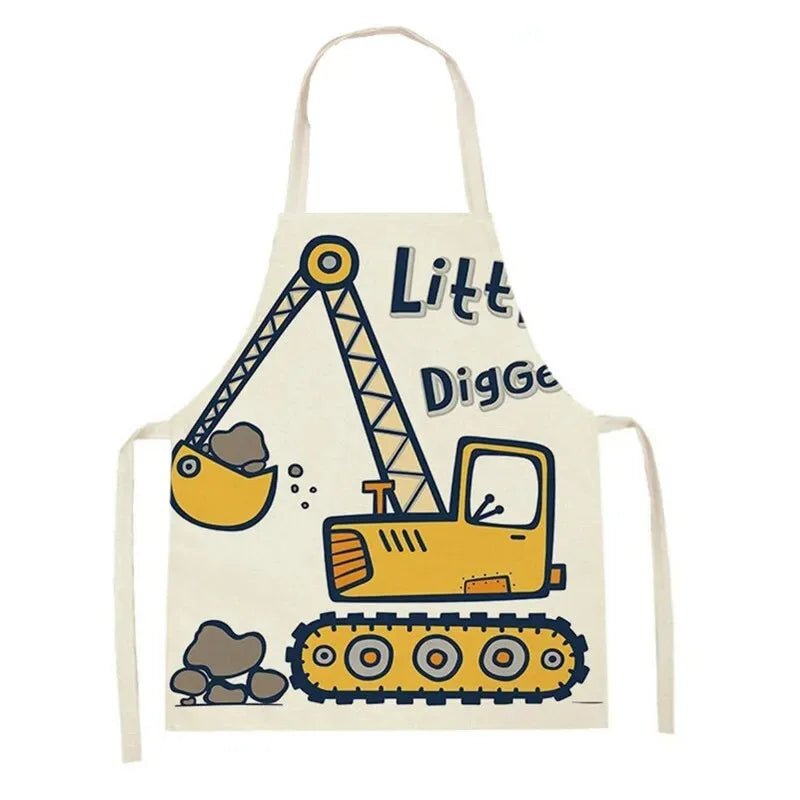Tablier Enfant Camion et Engins – Coton Lin Coloré