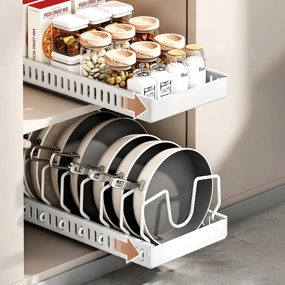 Organisateur coulissant pour casseroles et couvercles