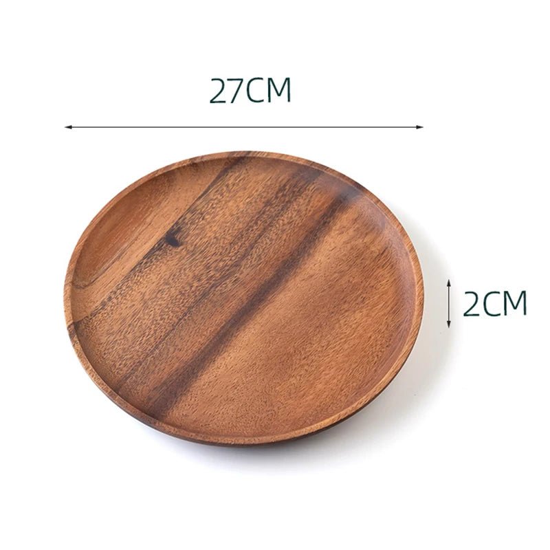 Assiette en Bois Ronde  Style Japonais