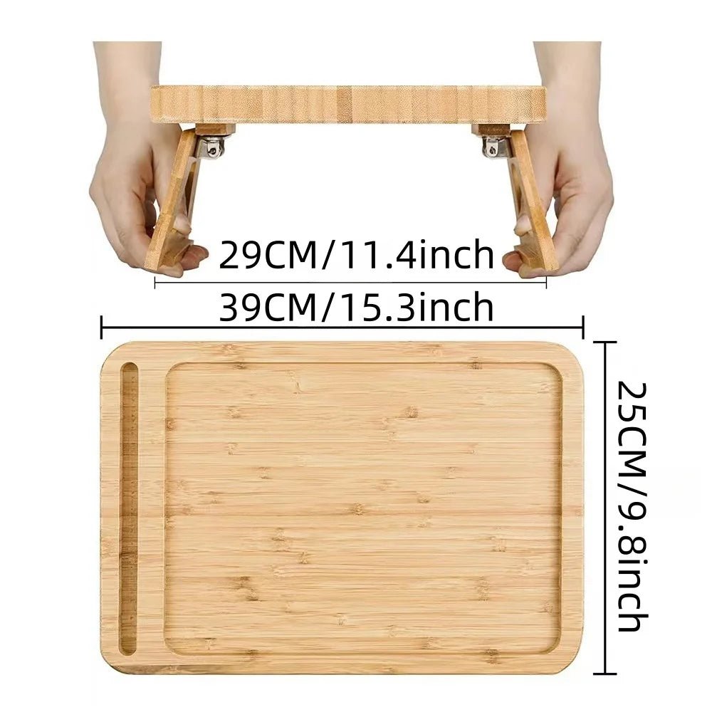 Tablette d’Appoint Clipable en Bambou pour Canapé