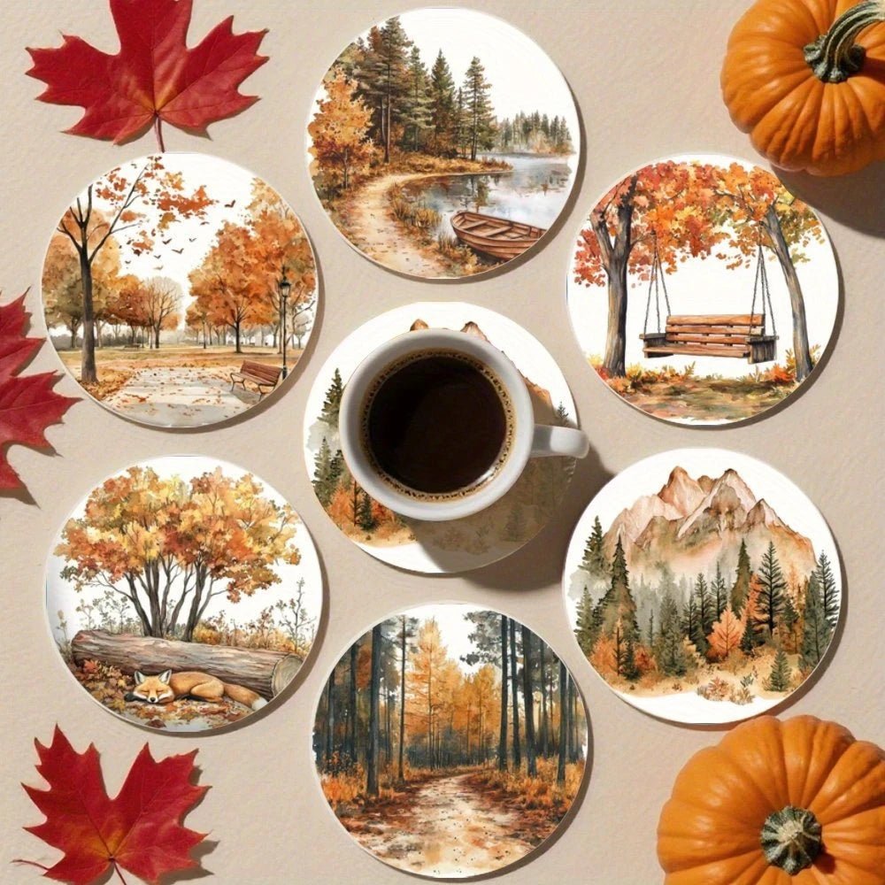 Sous-verres en bois automne artistique
