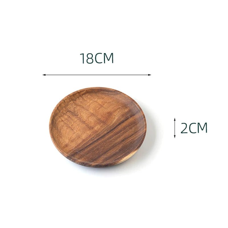 Assiette en Bois Ronde  Style Japonais