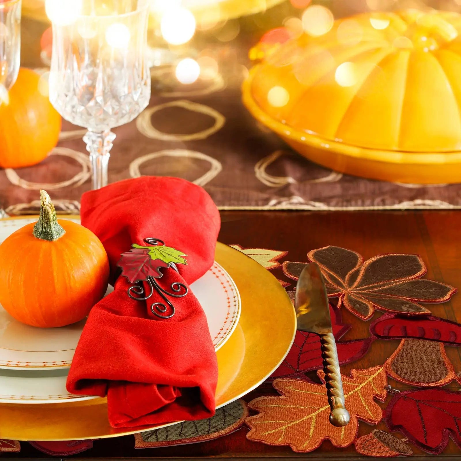 Sets de Table Automne Brodés Feuilles d’Érable