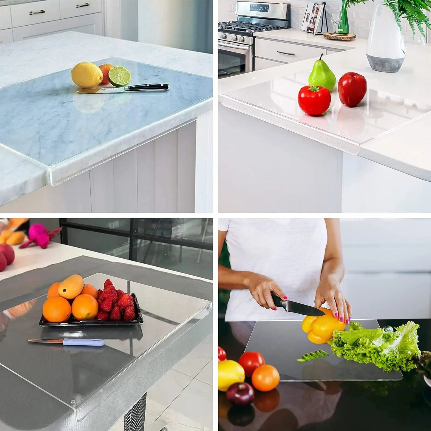 Planche à Découper Transparente Premium – Protection de Comptoir en Acrylique avec Rebord Antidérapant