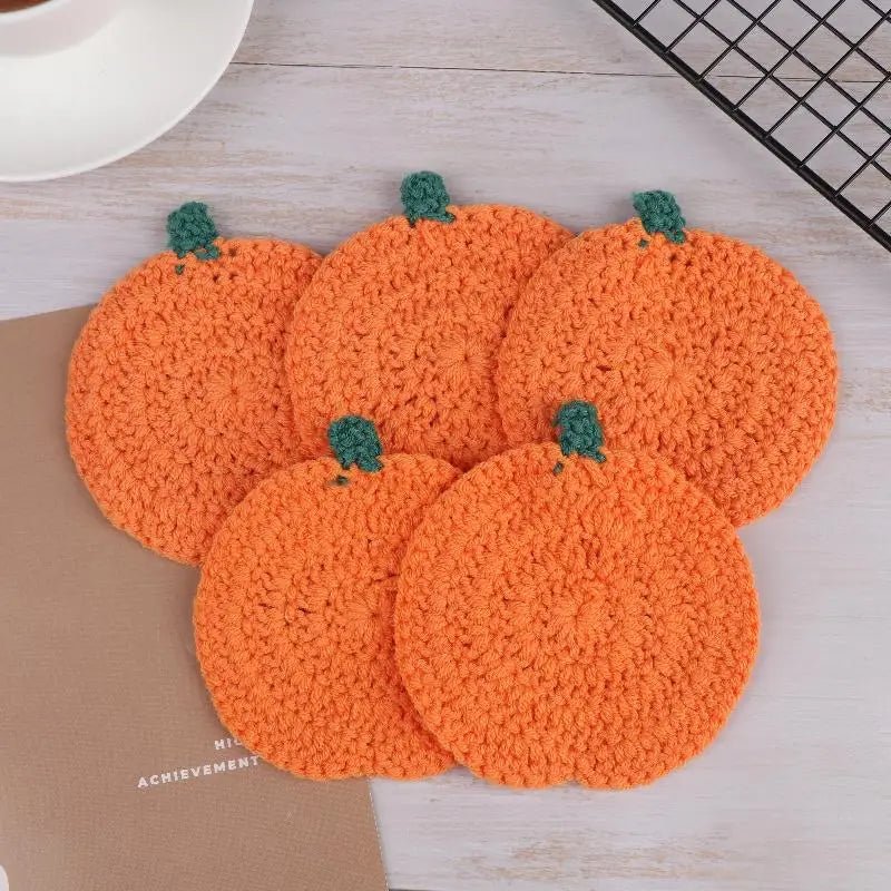 Sous-verres motifs citrouille finement crochetés