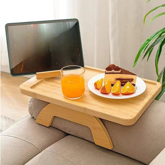 Tablette d’Appoint Clipable en Bambou pour Canapé
