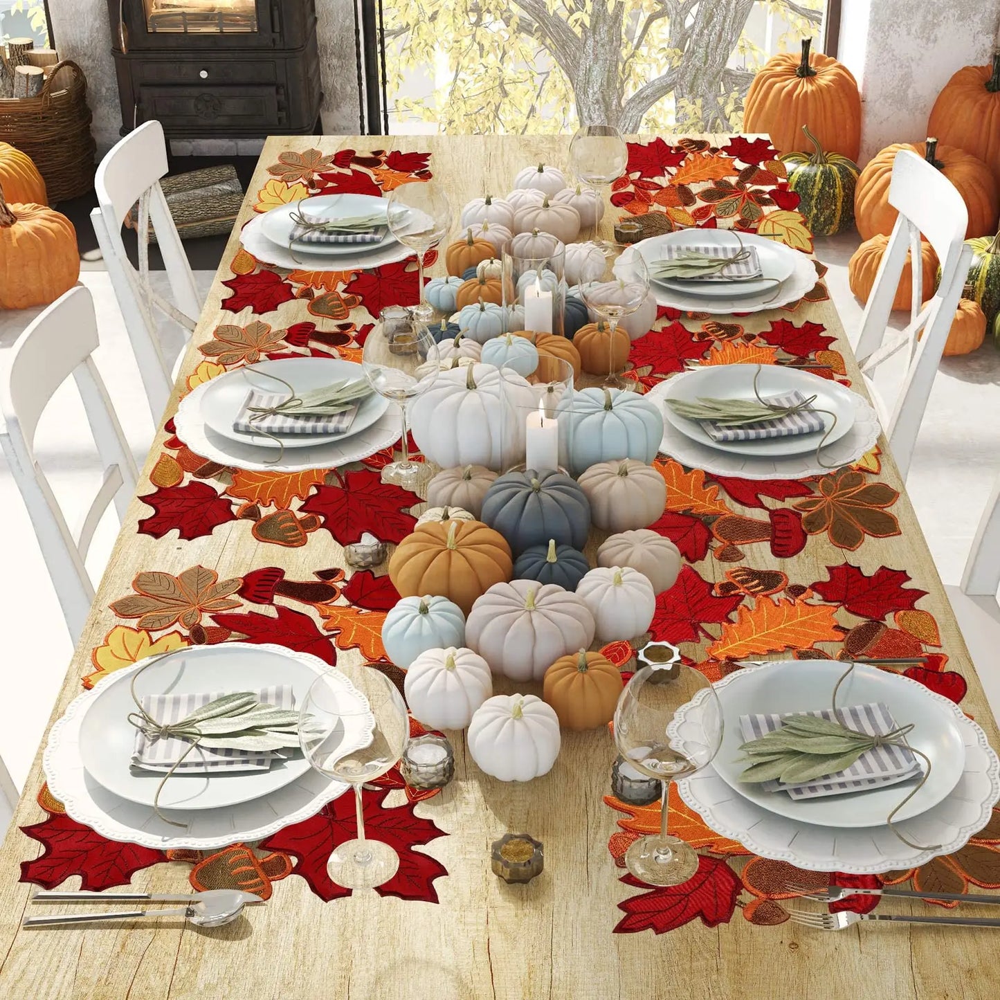 Sets de Table Automne Brodés Feuilles d’Érable