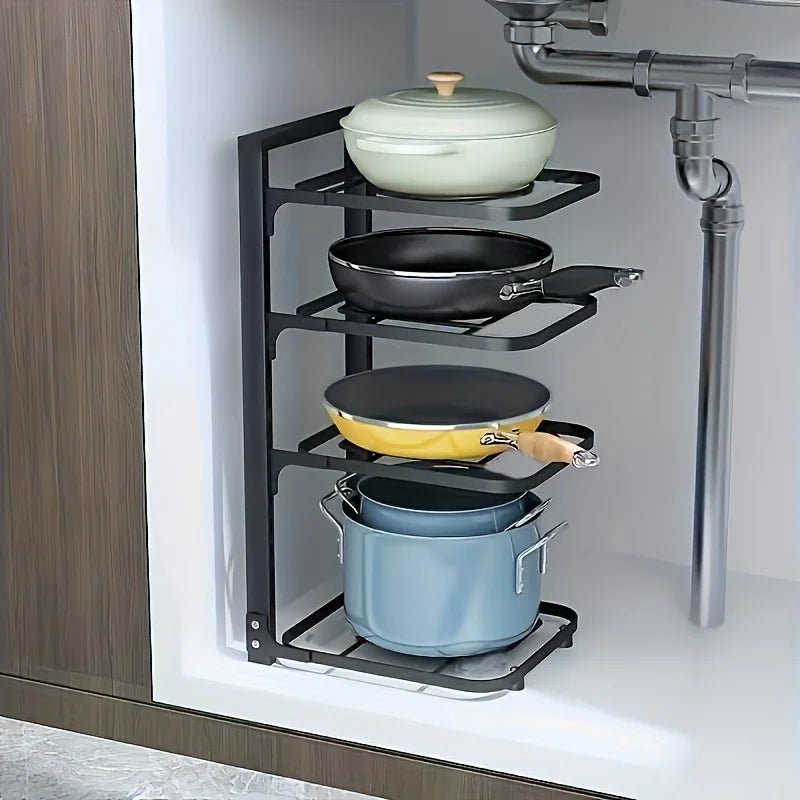 Organisateur de casseroles réglable en acier carbone