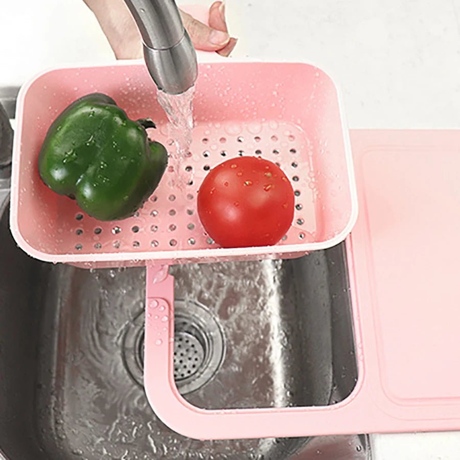 Planche à Découper Multifonction 2-en-1 – Égouttoir Intégré pour Petites Cuisines