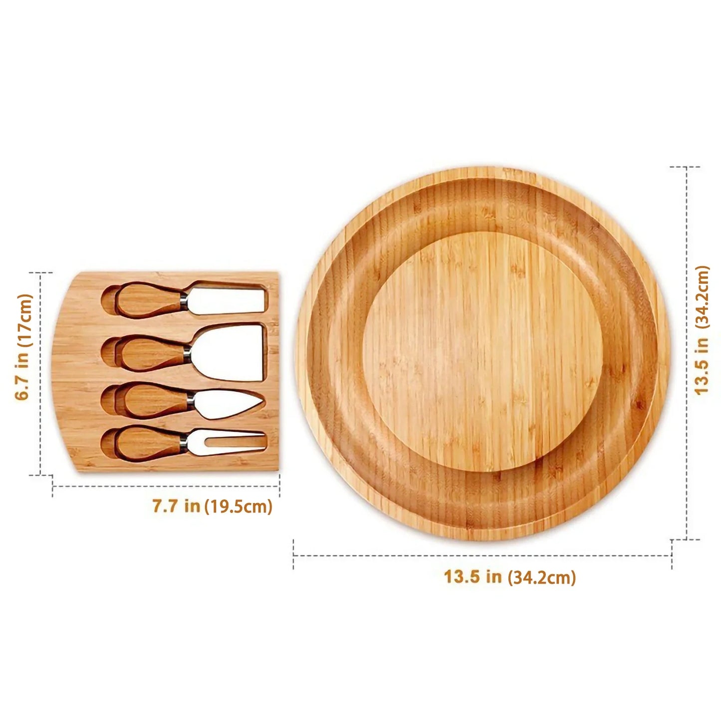 Planche Ă  Fromage Ronde en Bambou avec Tiroir