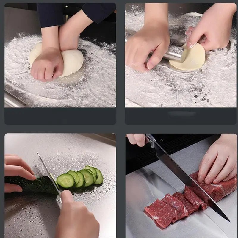 Planche à découper inox anti-débordement