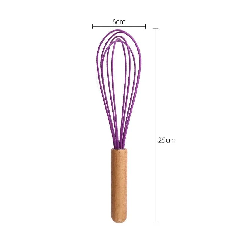 Fouet Pastel en Silicone avec Manche en Bois