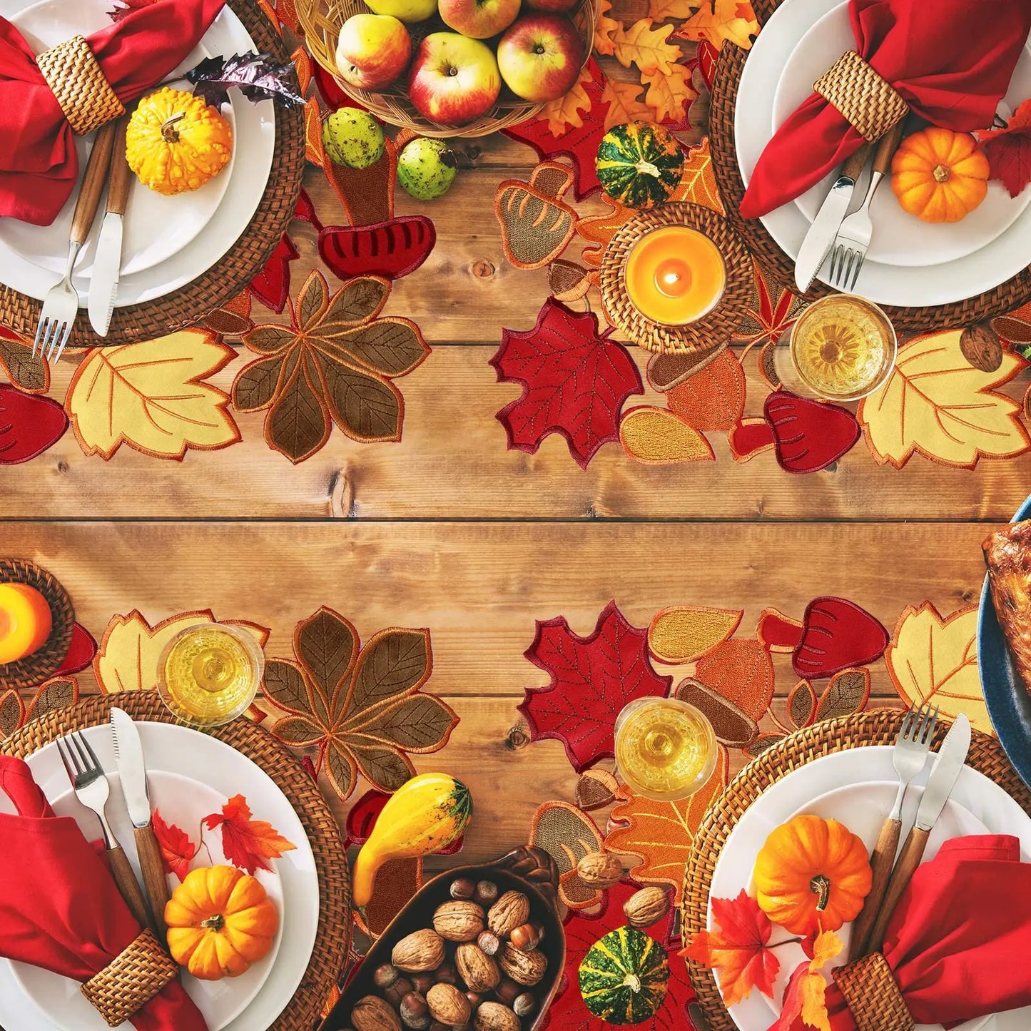 Sets de Table Automne Brodés Feuilles d’Érable