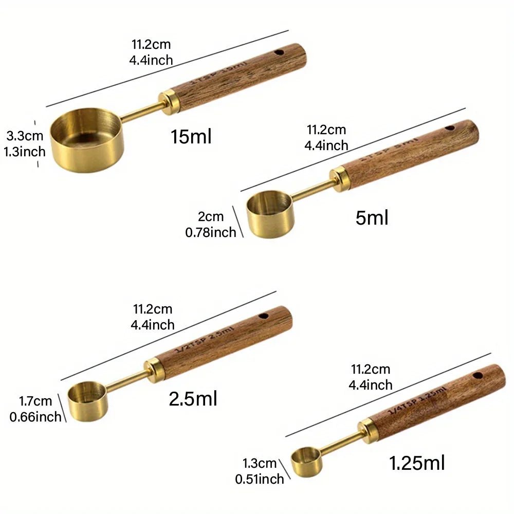 Set de Cuillères Doseuses Bois et Laiton