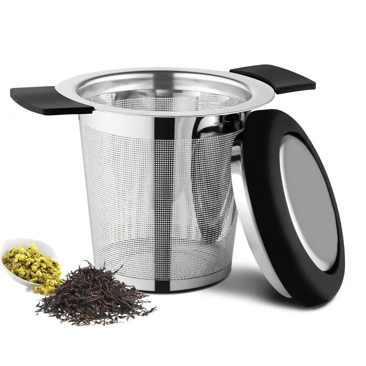 Infuseur à Thé – Acier Inoxydable à Mailles Fines avec Poignées et Couvercle