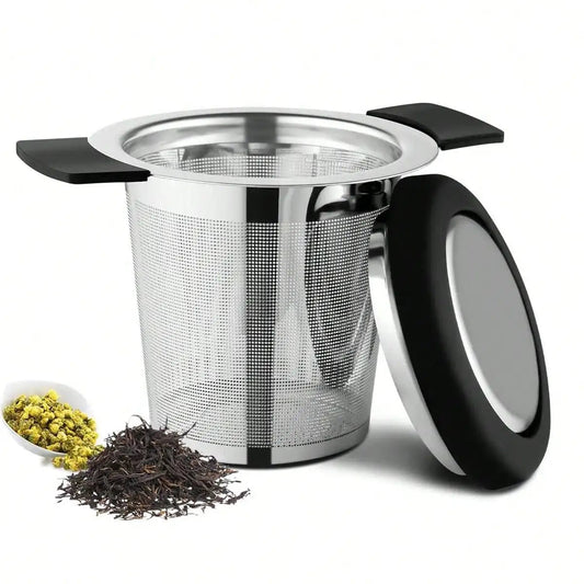 Infuseur à Thé – Acier Inoxydable à Mailles Fines avec Poignées et Couvercle