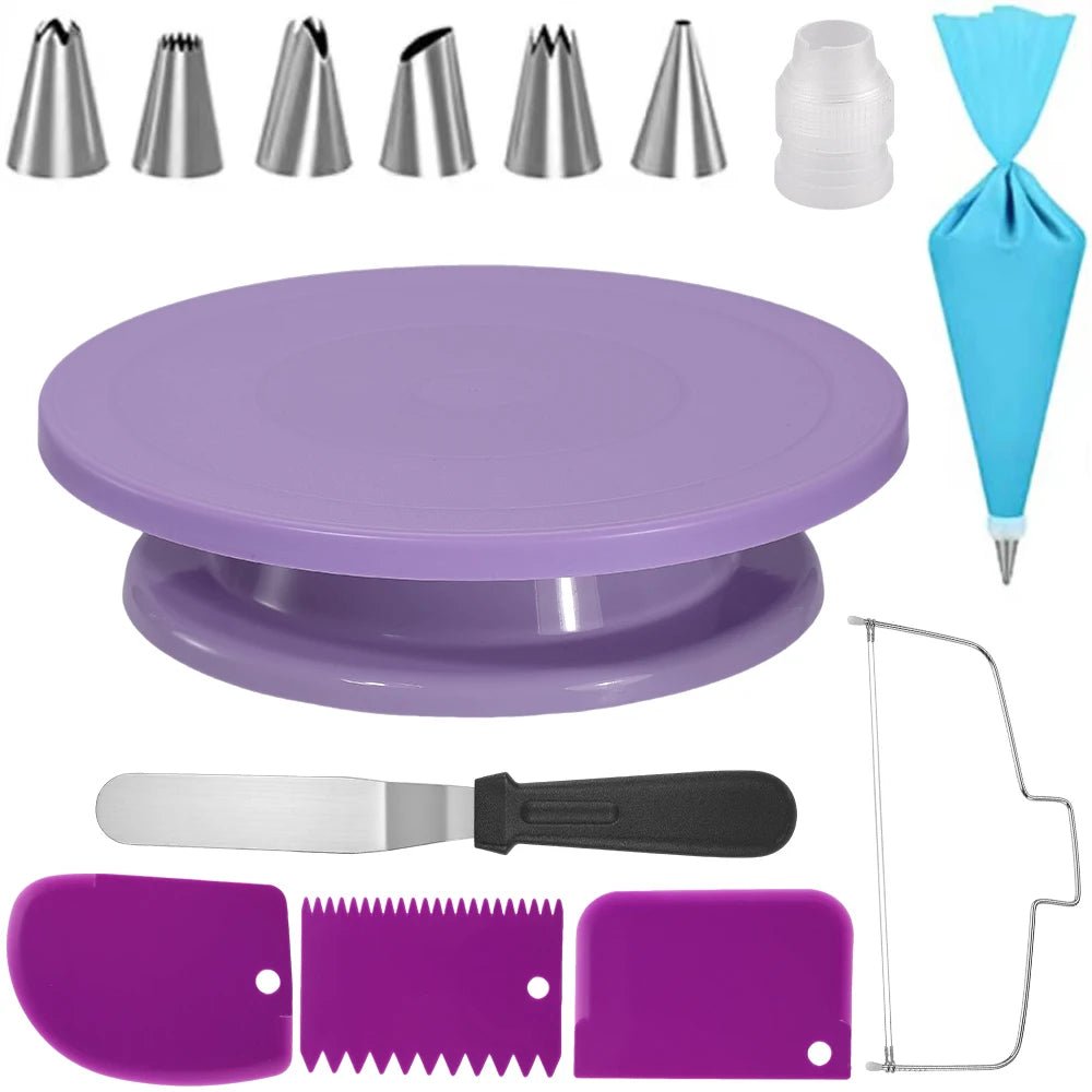 Kit plateau tournant pour décoration de gâteau-Mauve