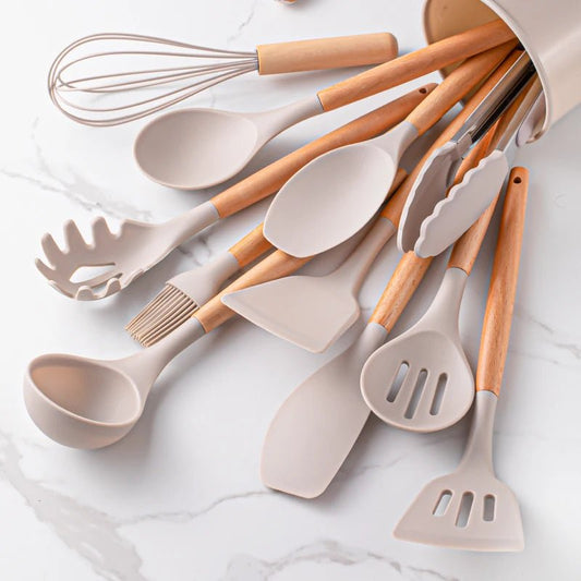 Set d’Ustensiles de Cuisine  Khaki Épuré