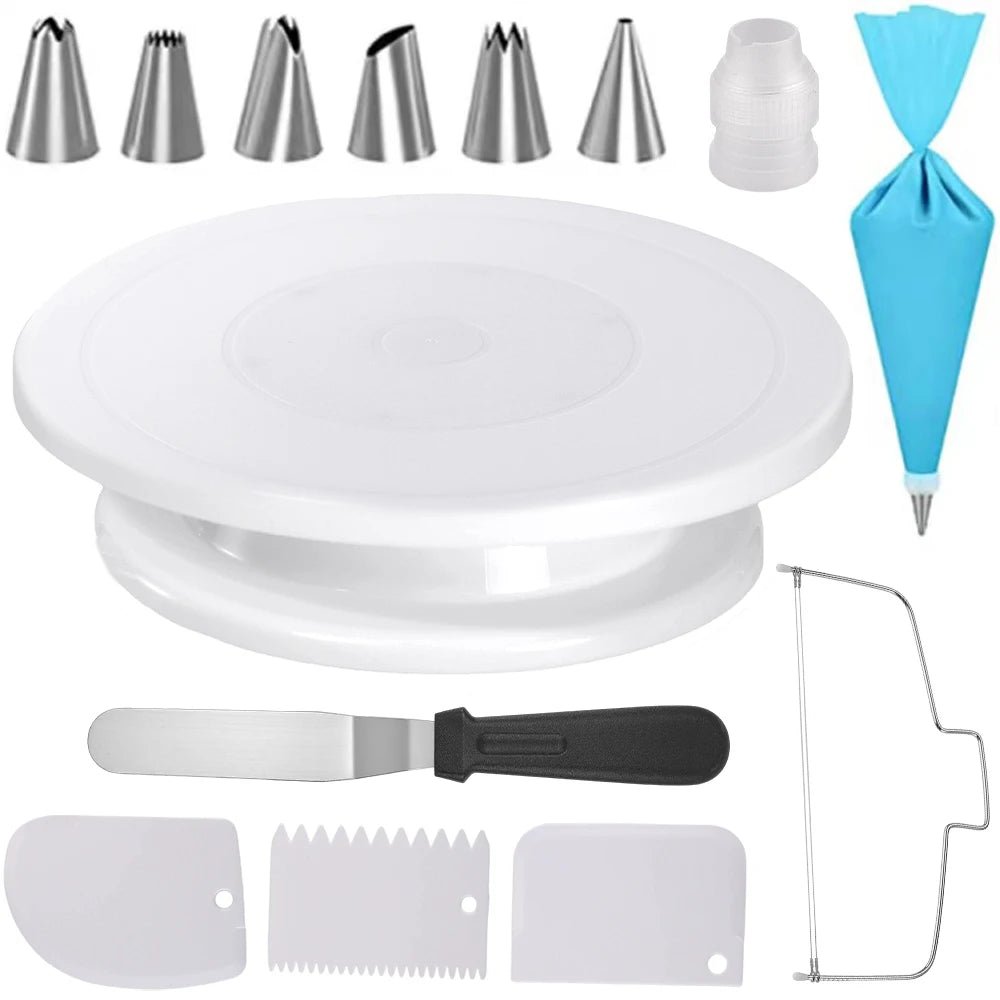 Kit plateau tournant pour décoration de gâteau- Blanc