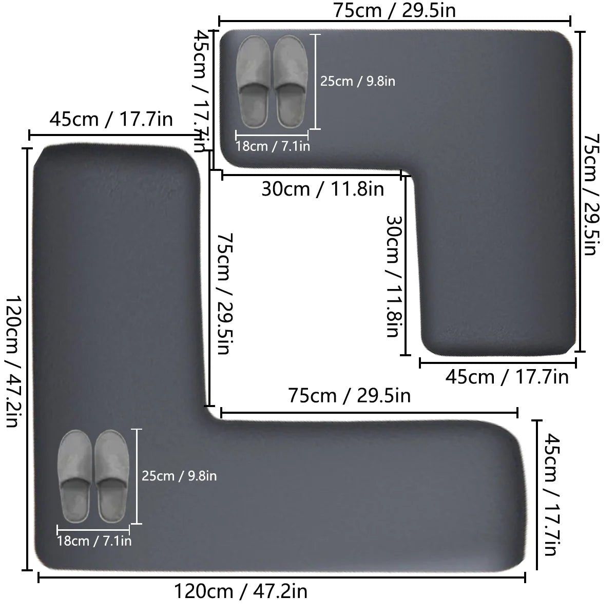 Tapis de Cuisine en L Antidérapant Épais