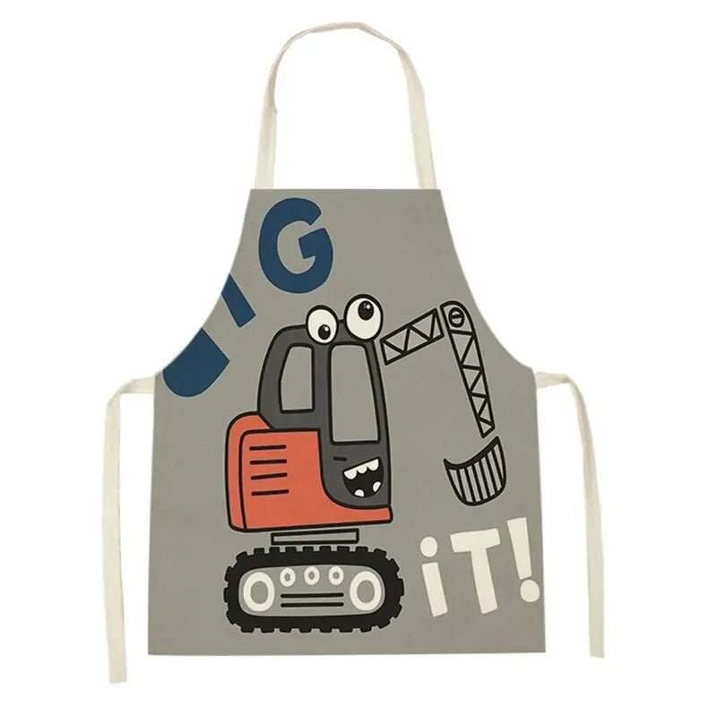 Tablier Enfant Camion et Engins – Coton Lin Coloré