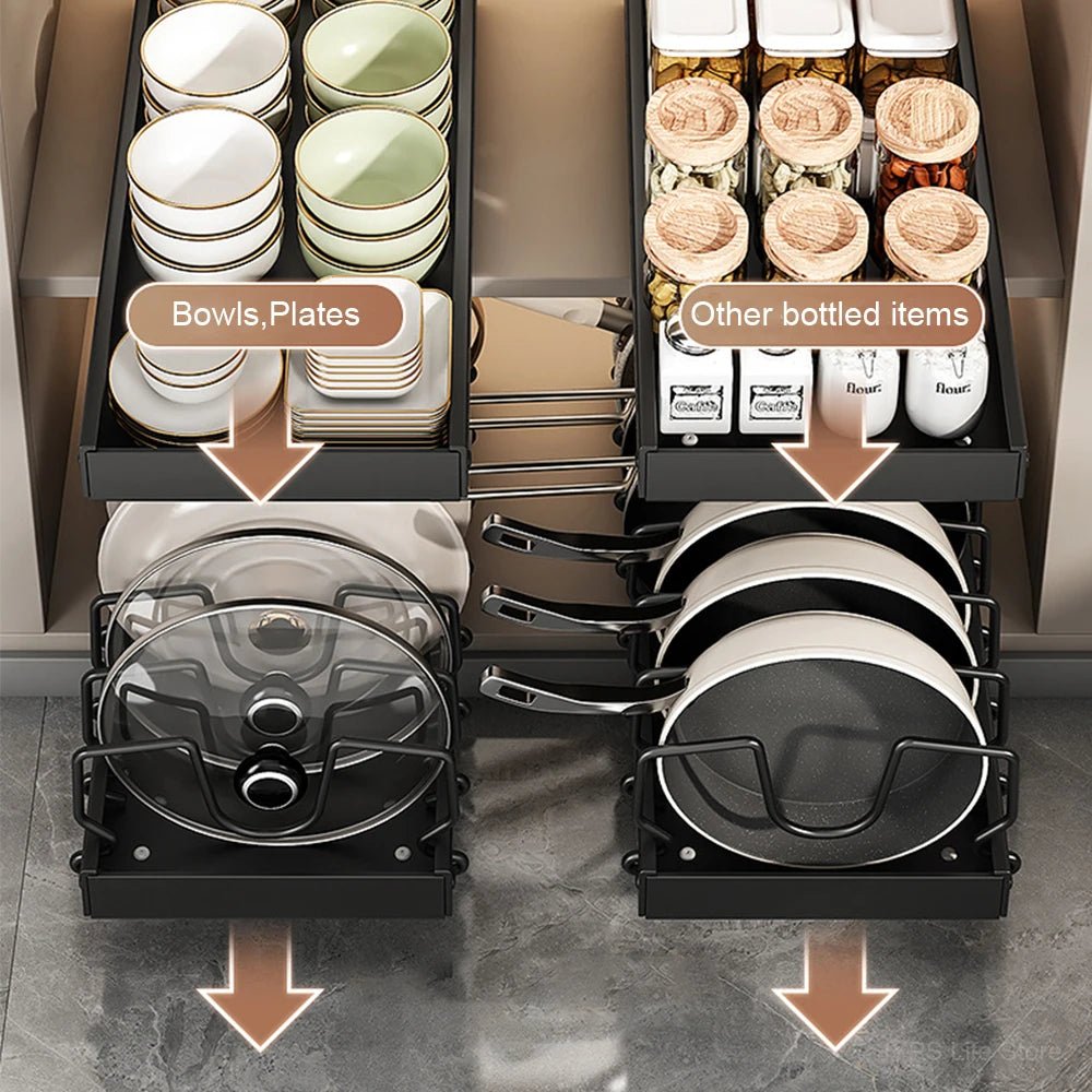 Organisateur coulissant pour casseroles et couvercles