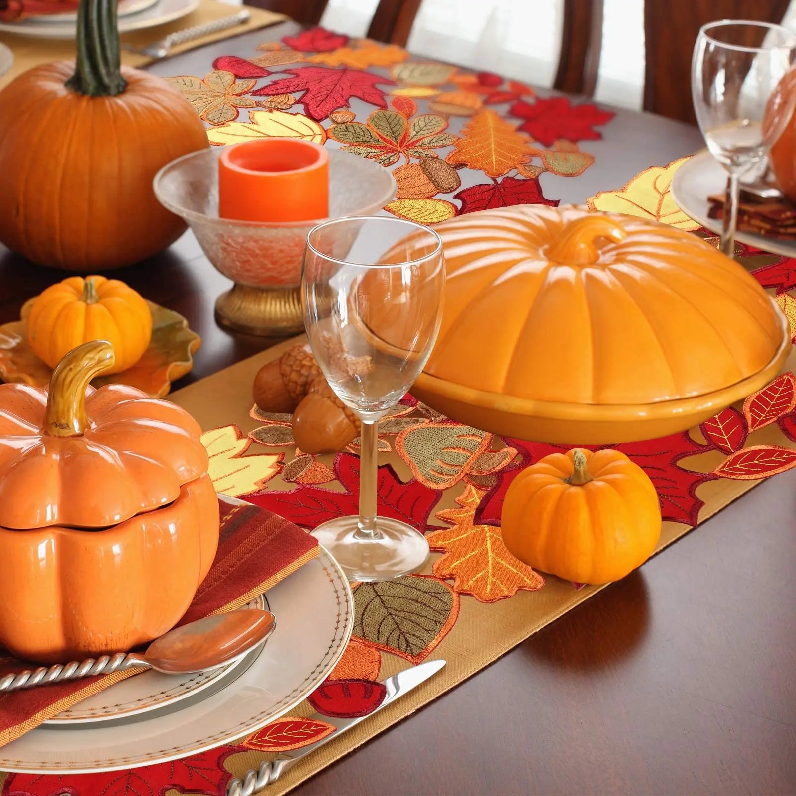 Sets de Table Automne Brodés Feuilles d’Érable