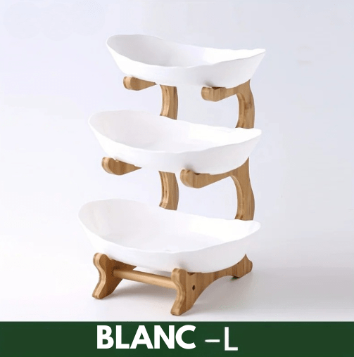 Présentoir à fruits en bambou  – Support moderne pour cuisine