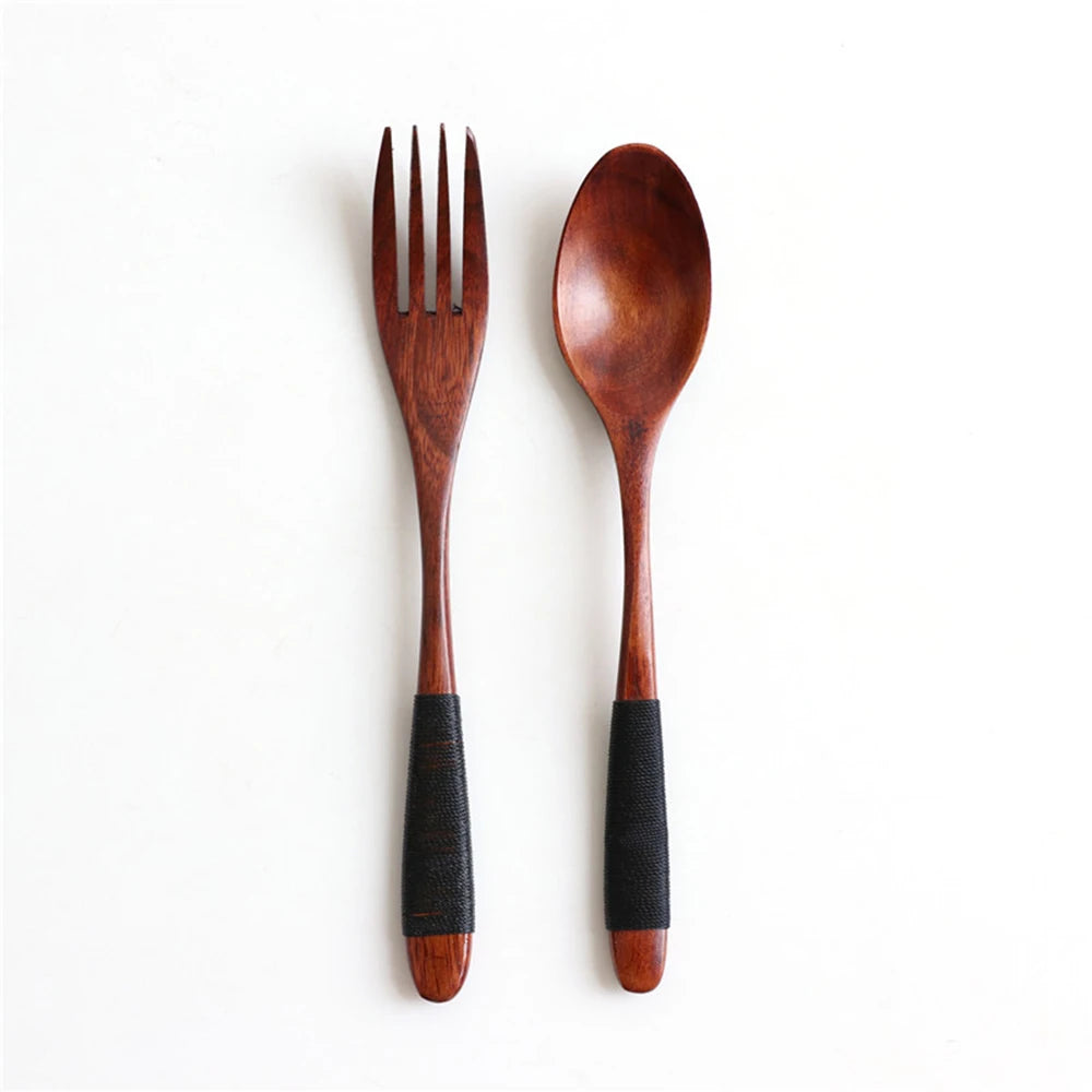 Set Couverts Bois Naturel – Fourchette & Cuillère Artisanales