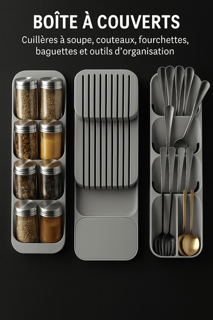 Organisateur de tiroir  pour couverts & épices : l'ordre en cuisine