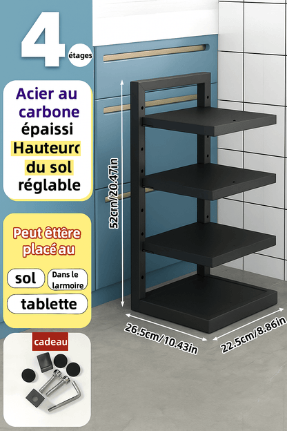 Organisateur de casseroles réglable en acier carbone