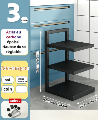 Organisateur de casseroles réglable en acier carbone