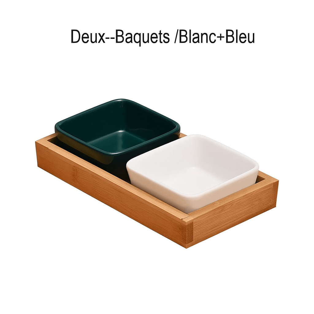 Plateau de présentation en bambou & céramique